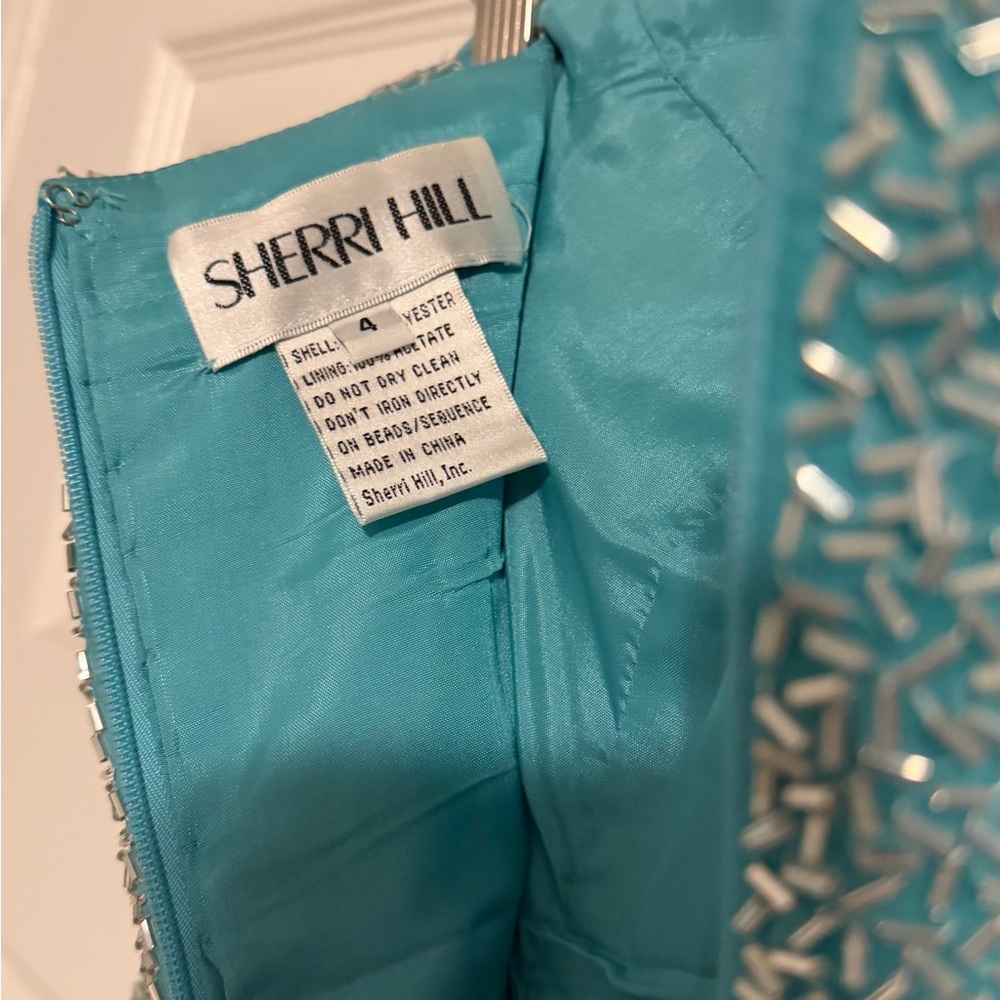 Sherri Hill Turquoise Dress with Silver Accents